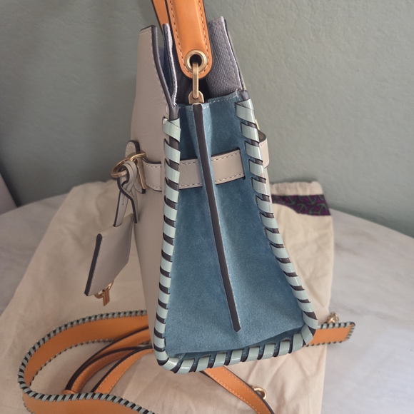 Tory Burch Multicolor Leather and Suede Lee Radziwill Whipstitch Shoulder Bag - Picture 14 of 16